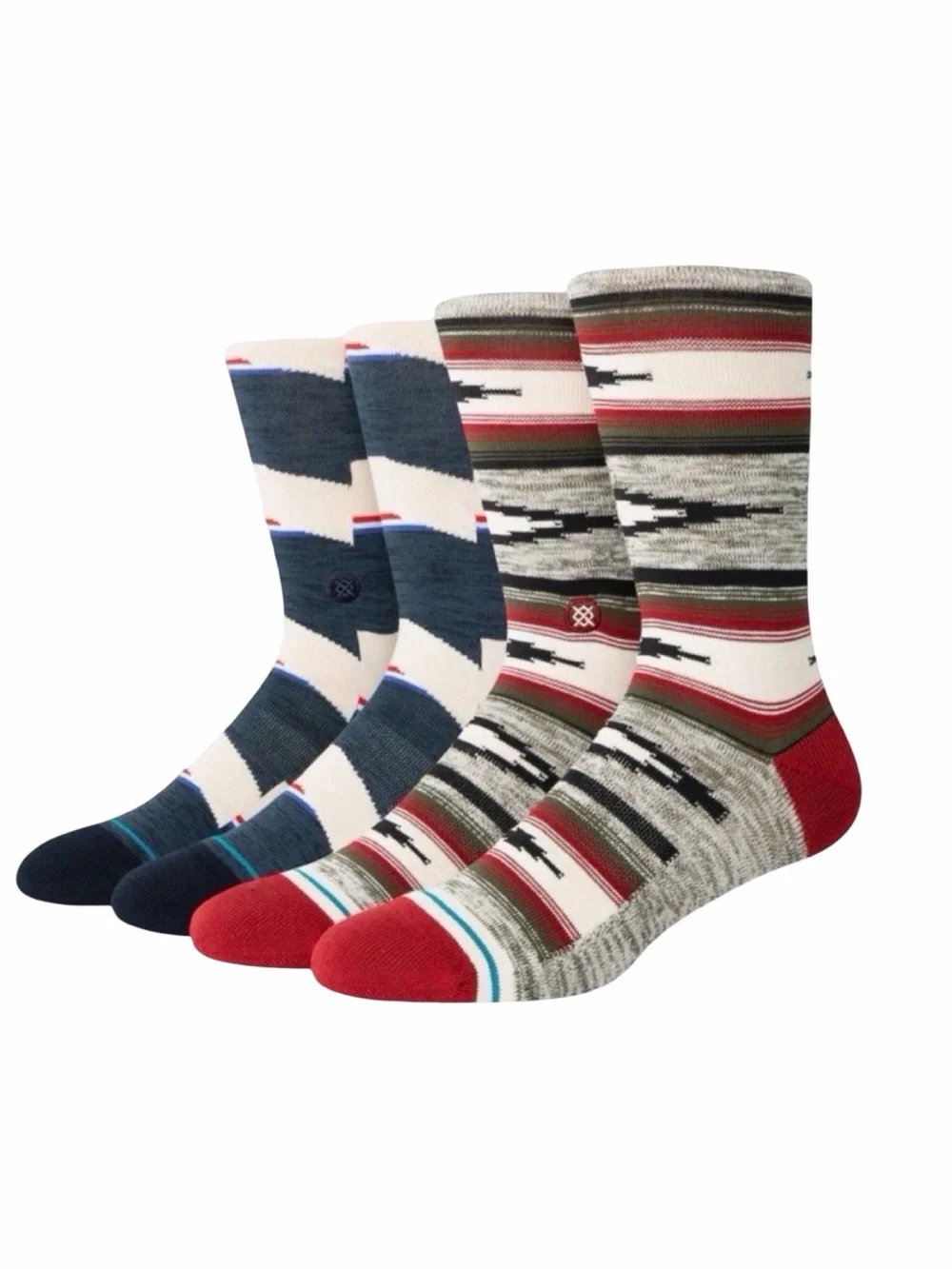 STANCE Striped Blanket Crew Socks - 2 Pack - Size Large - 4 Sets (8 Pairs)
